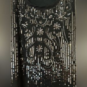 Express Sequined Black Tank Top - Xs